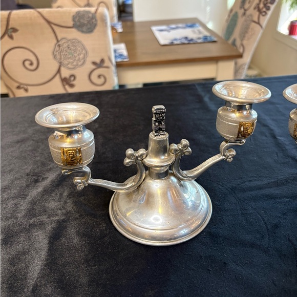 Vintage Pewter Chamberstick Candle Holder Set of 2 - Picture 2 of 13